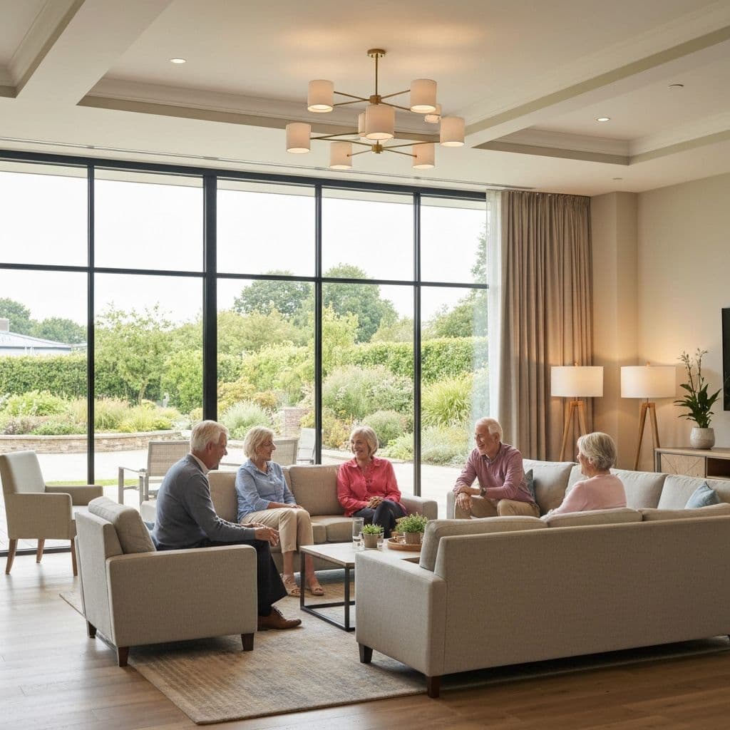 Modern community clubhouse lounge with comfortable seating